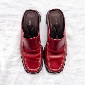 Vintage GH Bass & Co Tiona Oxblood Red Leather Loafer Mules 9.5 Preppy Academia